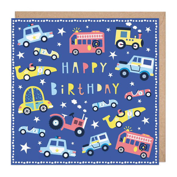 Light Up Cars Glow In The Dark Happy Birthday Greetings Card