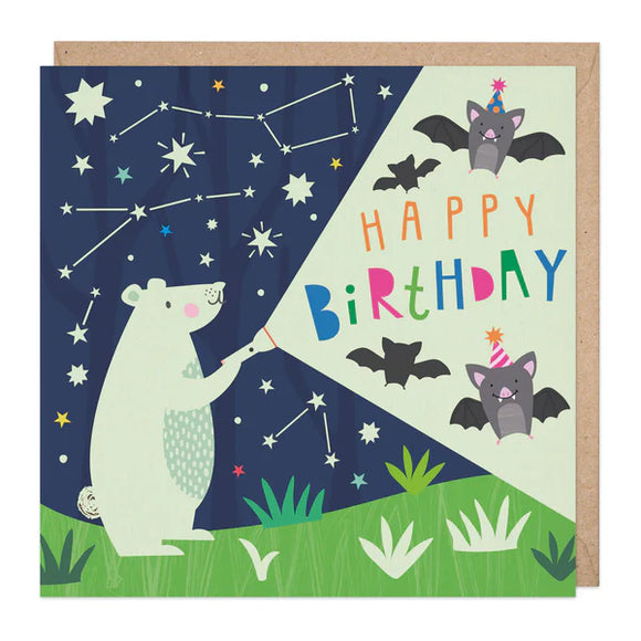 Starlight Bear Glow In The Dark Happy Birthday Greetings Card