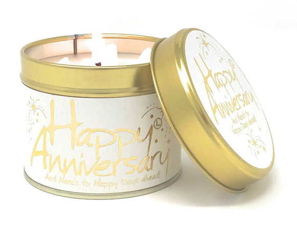 Lily-Flame Happy Anniversary Tin Candle