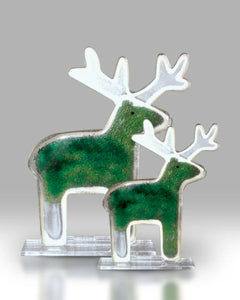 Mouthblown And Hand Decorated Green Reindeer