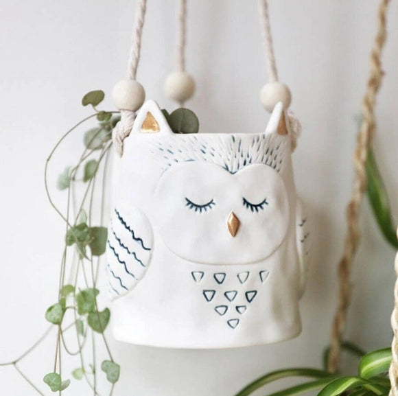 Lisa Angel Ceramic Owl Hanging Indoor Planter Gift Ornament Gardening Plants