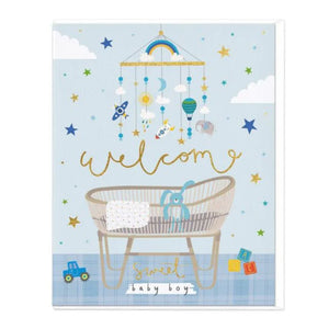 Whistlefish - Welcome Sweet Baby Boy Large Greetings Card