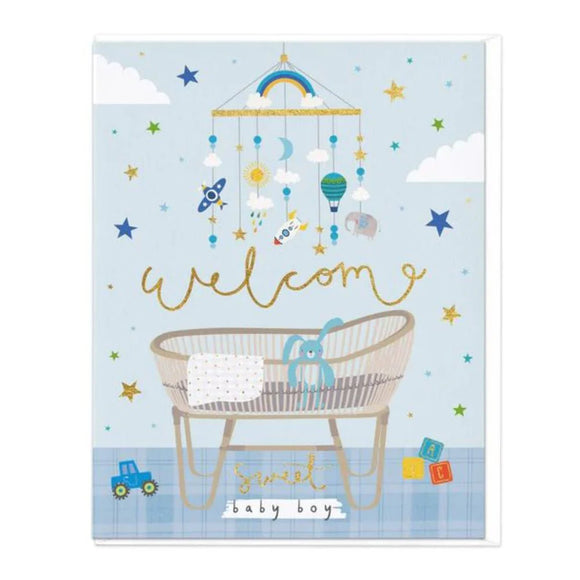 Whistlefish - Welcome Sweet Baby Boy Large Greetings Card