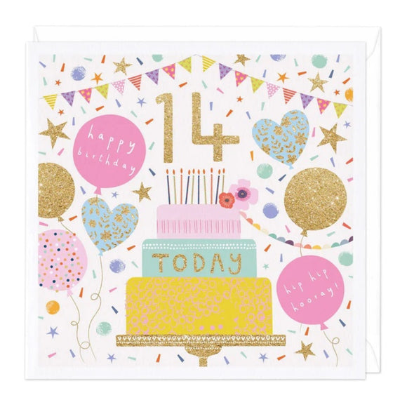 14 Today Happy Birthday Cake Greetings Card