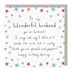 To My Wonderful Husband Birthday Greetings Card