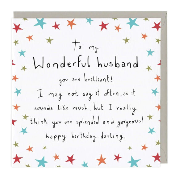 To My Wonderful Husband Birthday Greetings Card