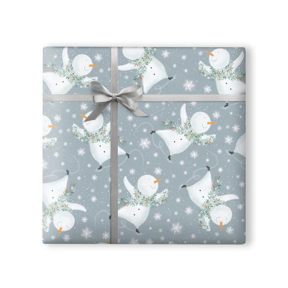 Snowman Skating Wrapping Paper Sajaroo Gifts