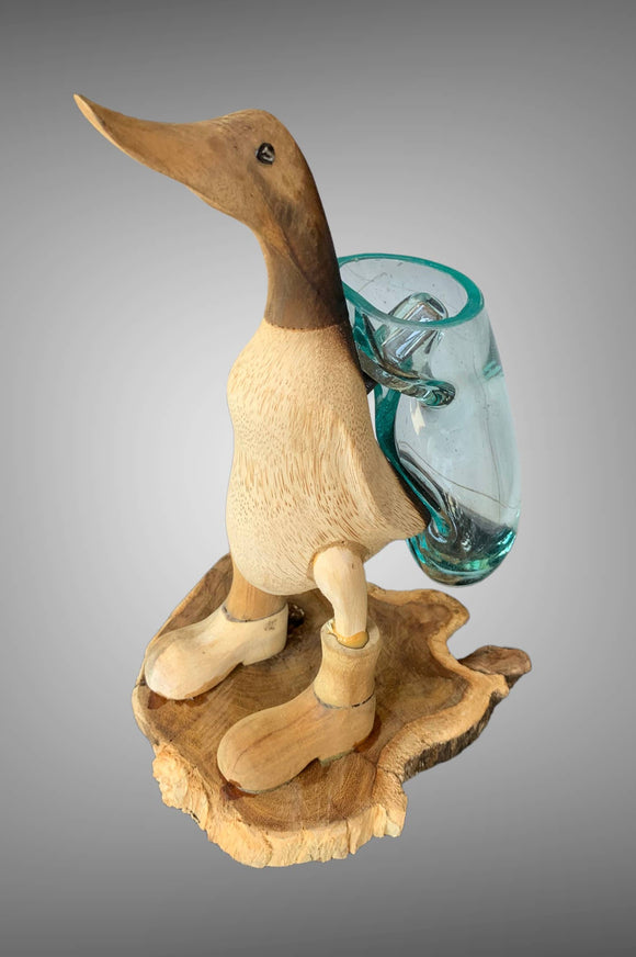 Bamboo duck Ornament with Molten Glass Sack - 30 cm Batik Indah