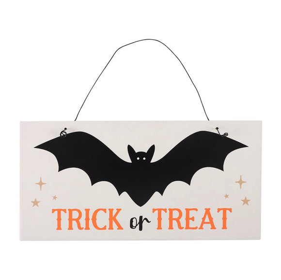TRICK OR TREAT BAT HANGING SIGN Sajaroo Gifts