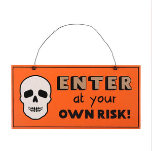 SKULL ENTER HANGING SIGN Sajaroo Gifts