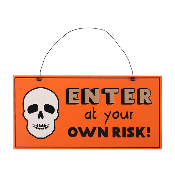 SKULL ENTER HANGING SIGN Sajaroo Gifts