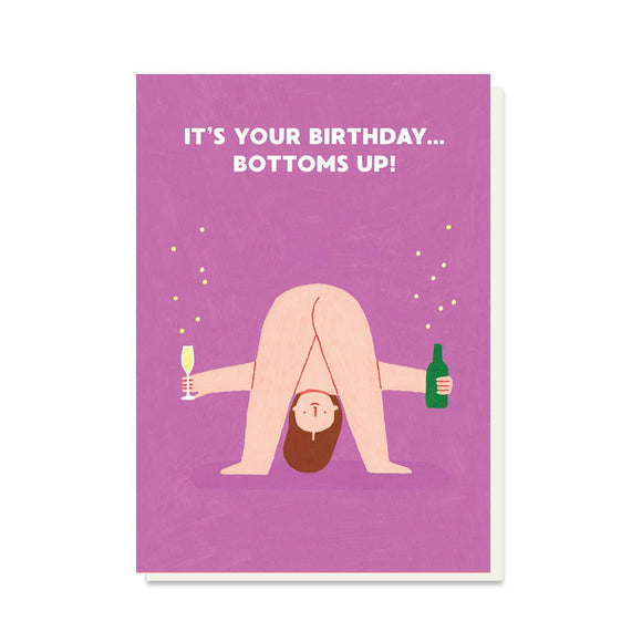 Bottoms Up Birthday Card | Rude Card | Nude | Funny | Cheeky Stormy Knight